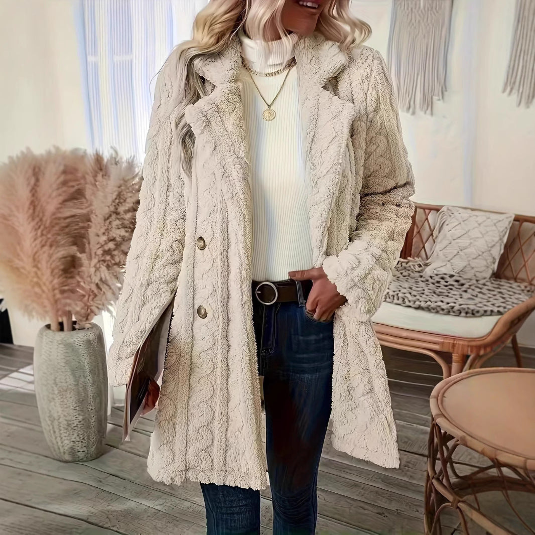 Damen Kuschelige Teddyjacke mit strukturiertem Design Stalluxe