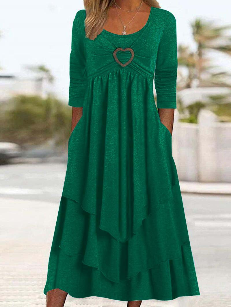 Damen lässiges Maxikleid mit bezauberndem Herzdetail und praktischen Taschen Stalluxe