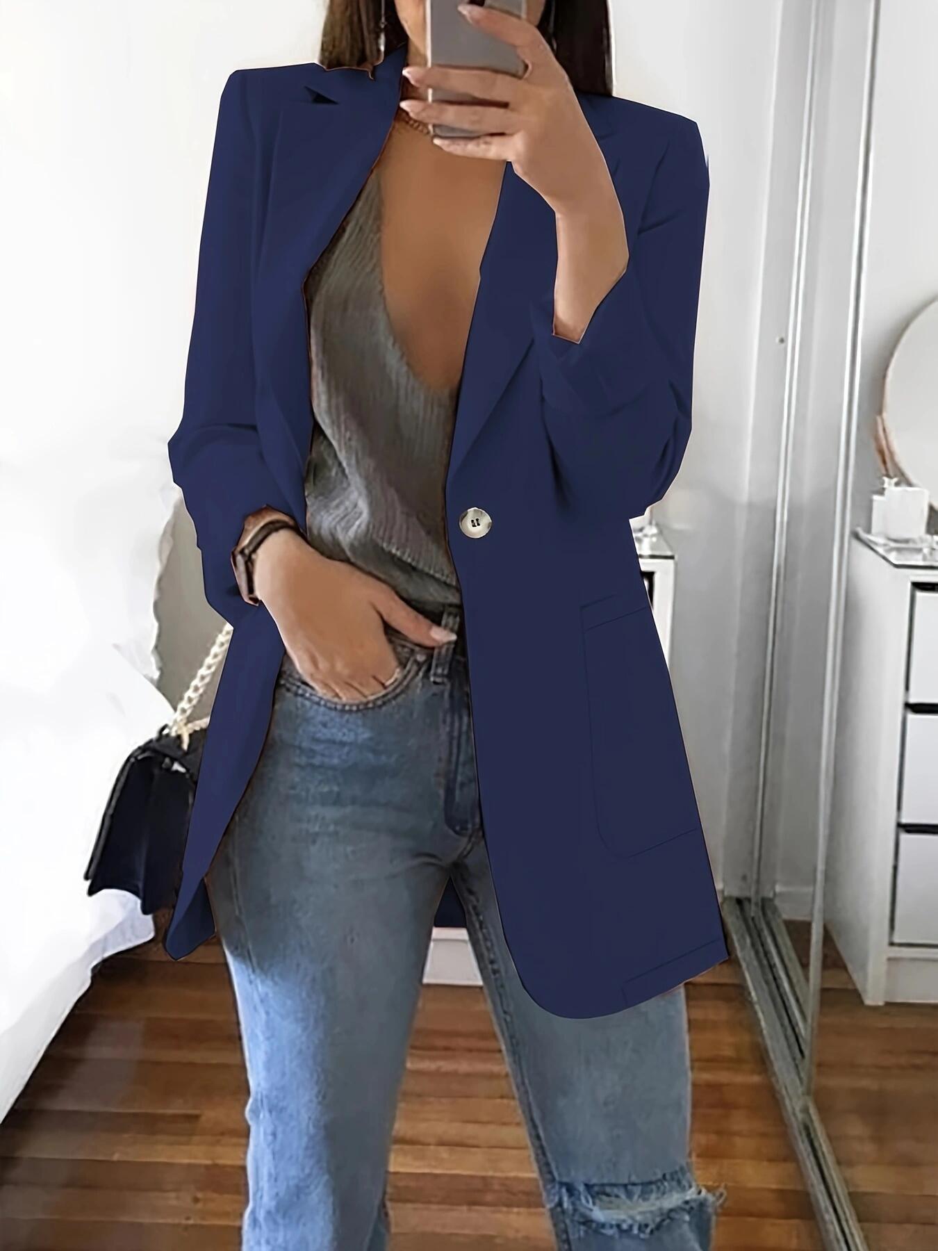 Damen Eleganter Blazer mit doppelter Knopfleiste und praktischen Taschen Stalluxe