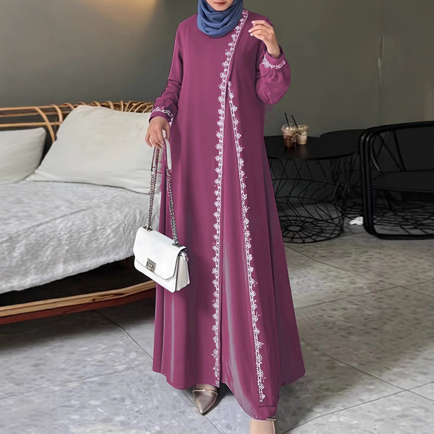 Damen elegantes Maxikleid mit aufwendiger Stickerei Stalluxe