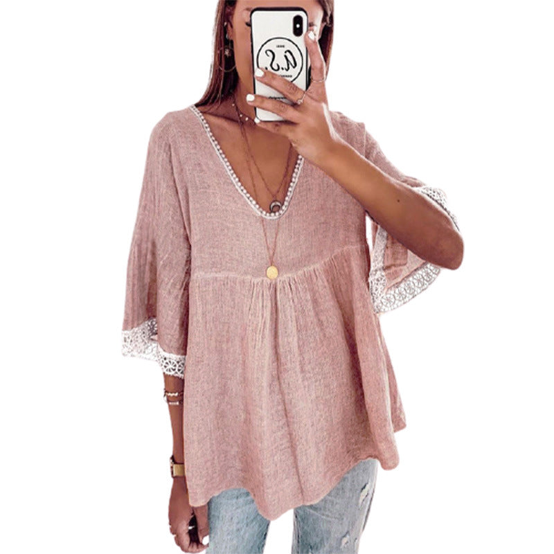 Damen Elegantes Blusenshirt mit Spitzenbesatz Stalluxe