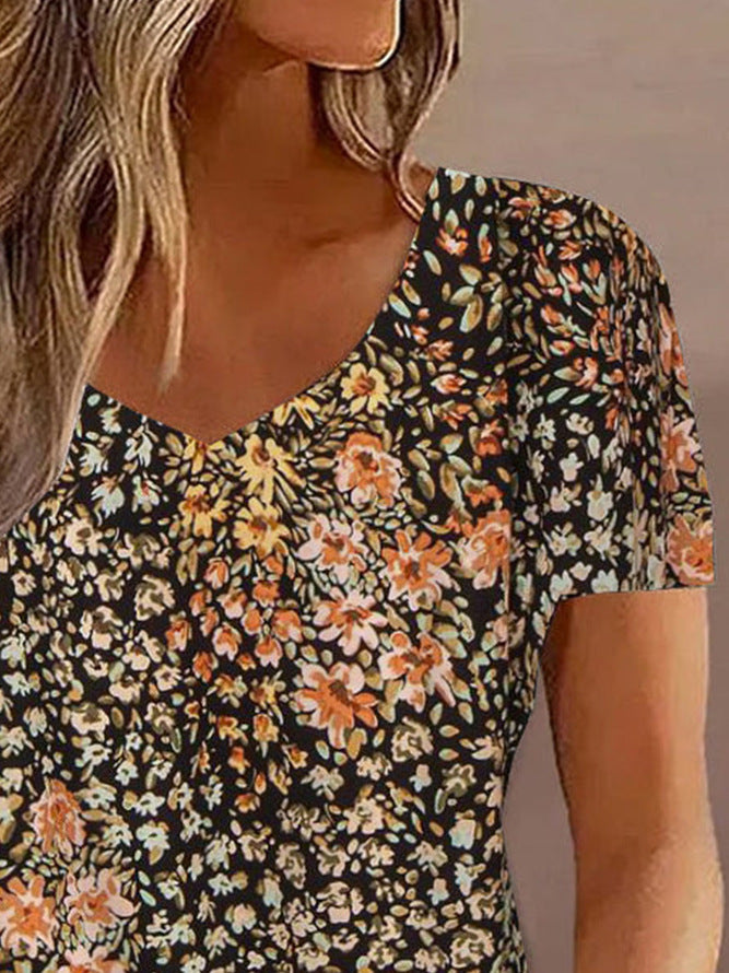 Damen Kurzarmbluse mit floralen Akzenten Stalluxe