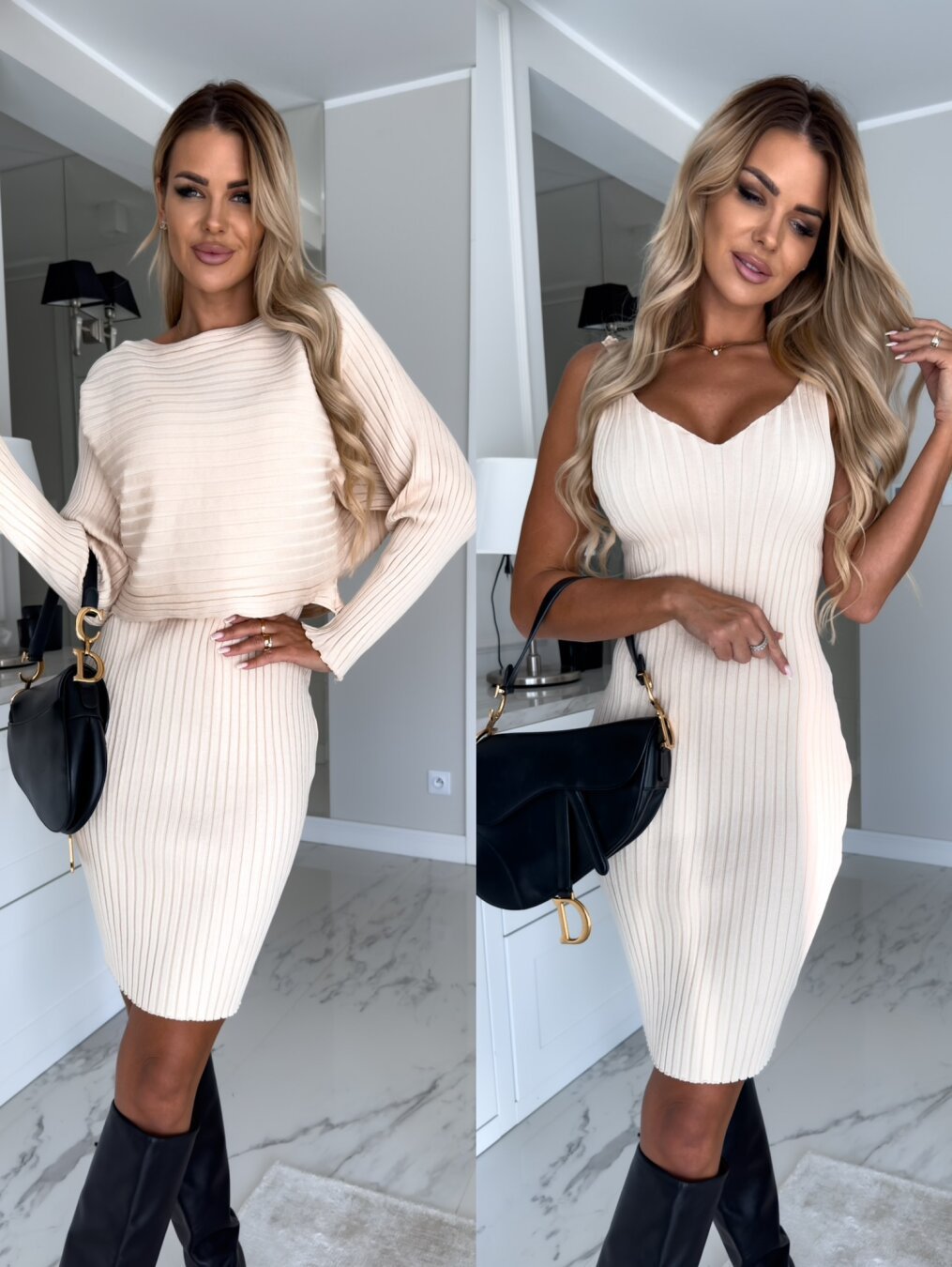 Women's Ribbed Knit Bodycon Dress Stalluxe