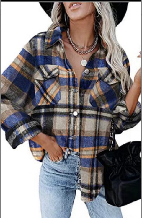 Damen Karierter Flanellhemdjacke mit übergroßem Schnitt Stalluxe