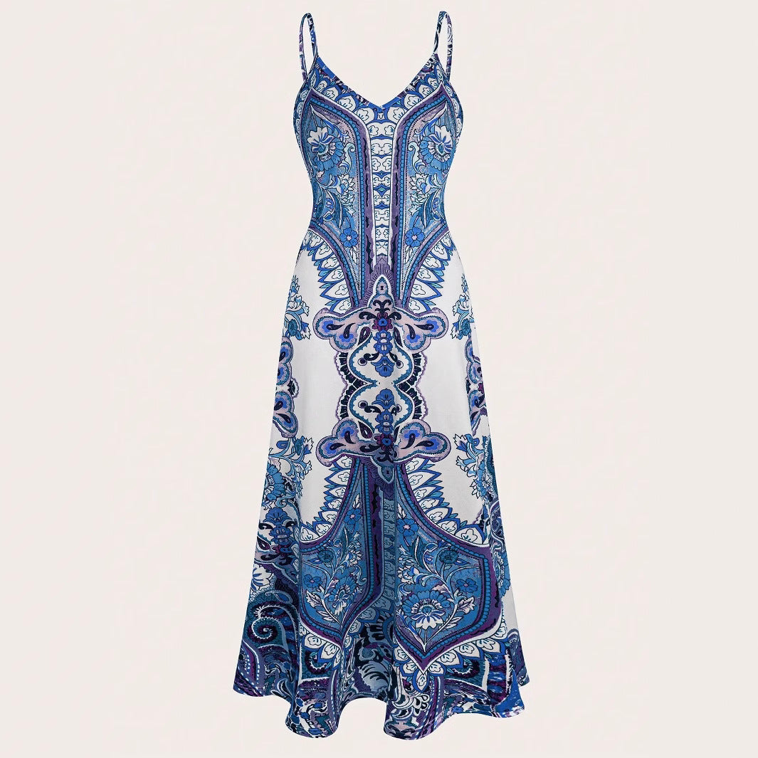 Damen Elegantes Maxikleid mit filigranem Muster und Spaghetti-Trägern Stalluxe