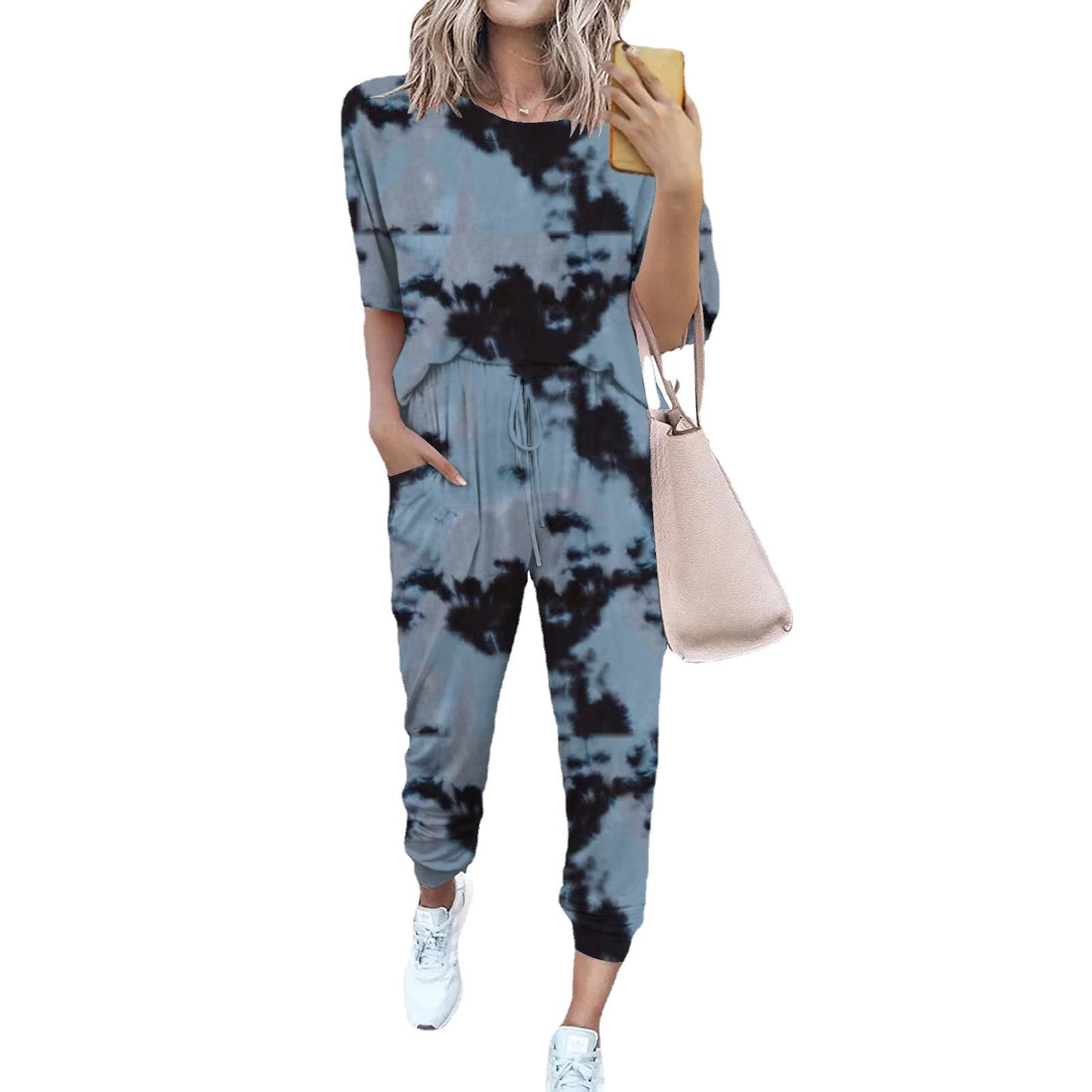 Damen Leichter Freizeit-Jumpsuit mit einem auffälligen Batik-Muster und praktischen Taschen Stalluxe