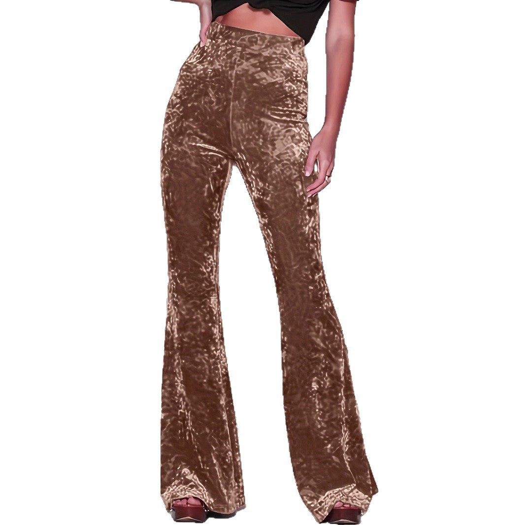 Damen Flared Hose aus luxuriösem Samt mit hohem Bund Stalluxe