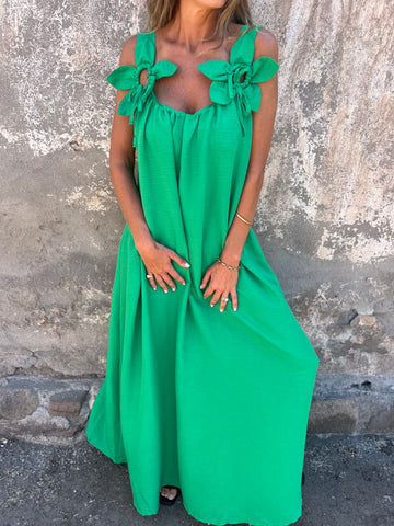 Damen Maxikleid mit verspielten Blumenapplikationen Stalluxe