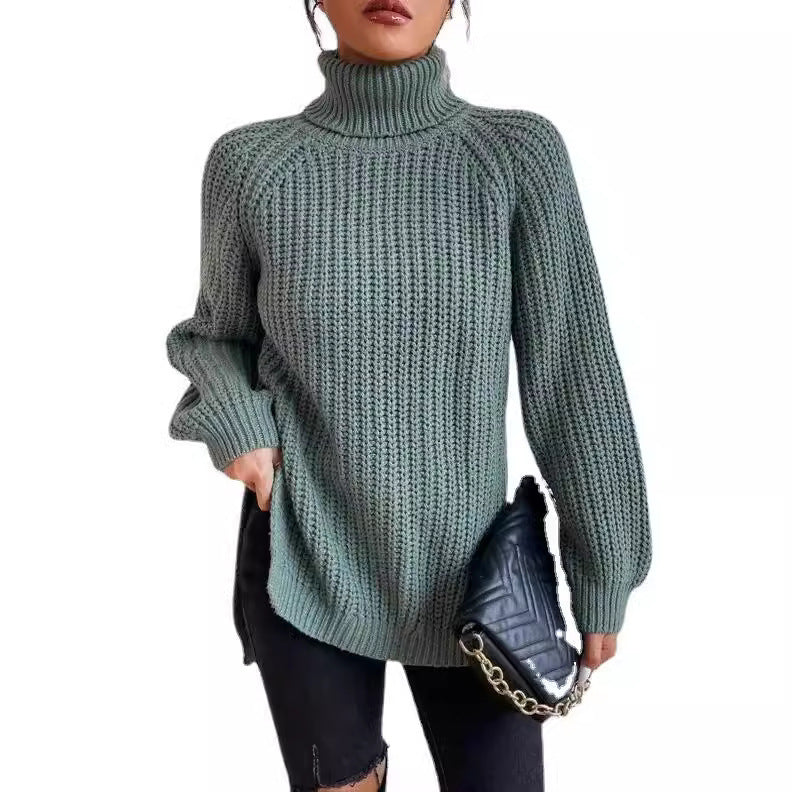 Damen Grobstrickpullover mit hohem Kragen und strukturiertem Muster Stalluxe