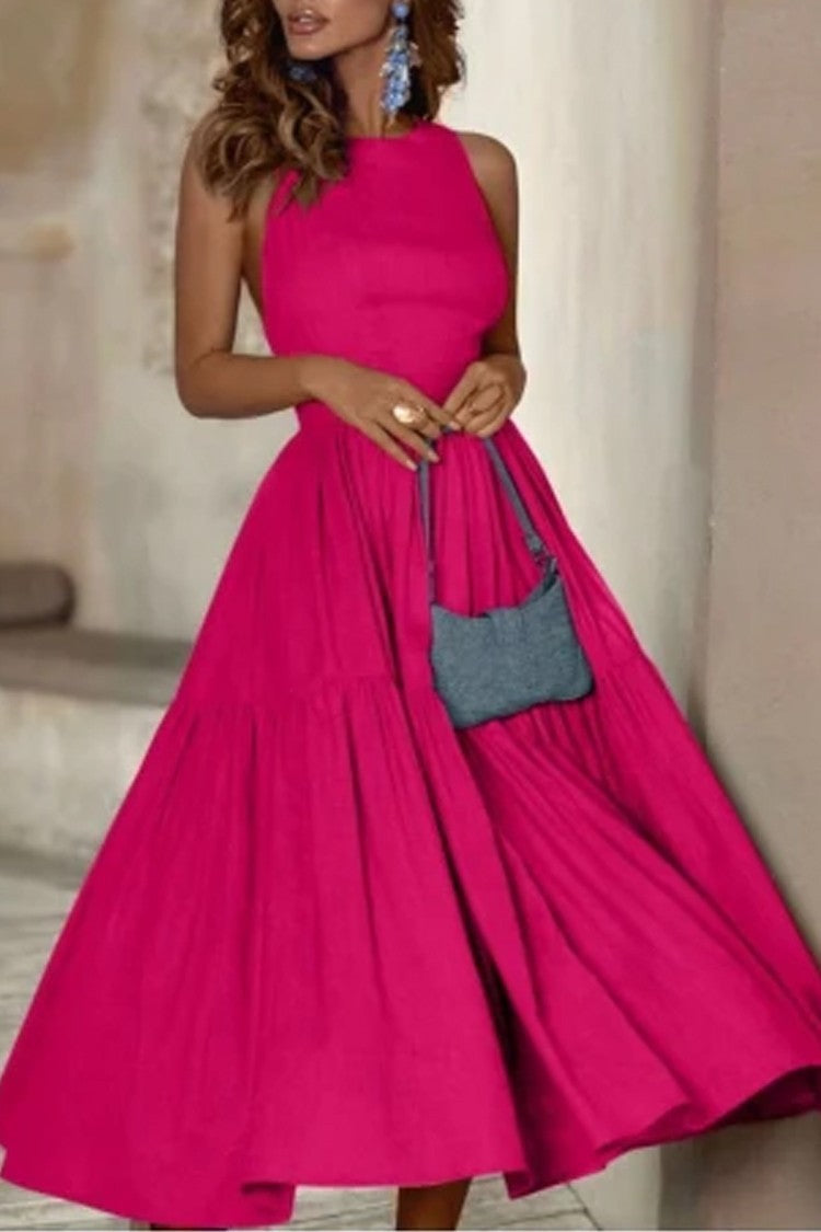 Damen Elegantes Langarmkleid mit bodenlangem Rock und raffinierten Falten Stalluxe
