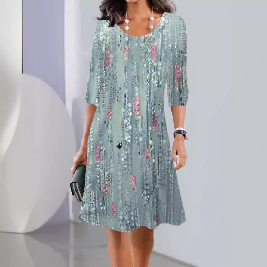 Damen A-Linien Kleid mit zartem floralem Muster Stalluxe