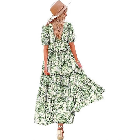Damen Maxikleid im floralen Bohème-Stil mit Rüschendetails Stalluxe