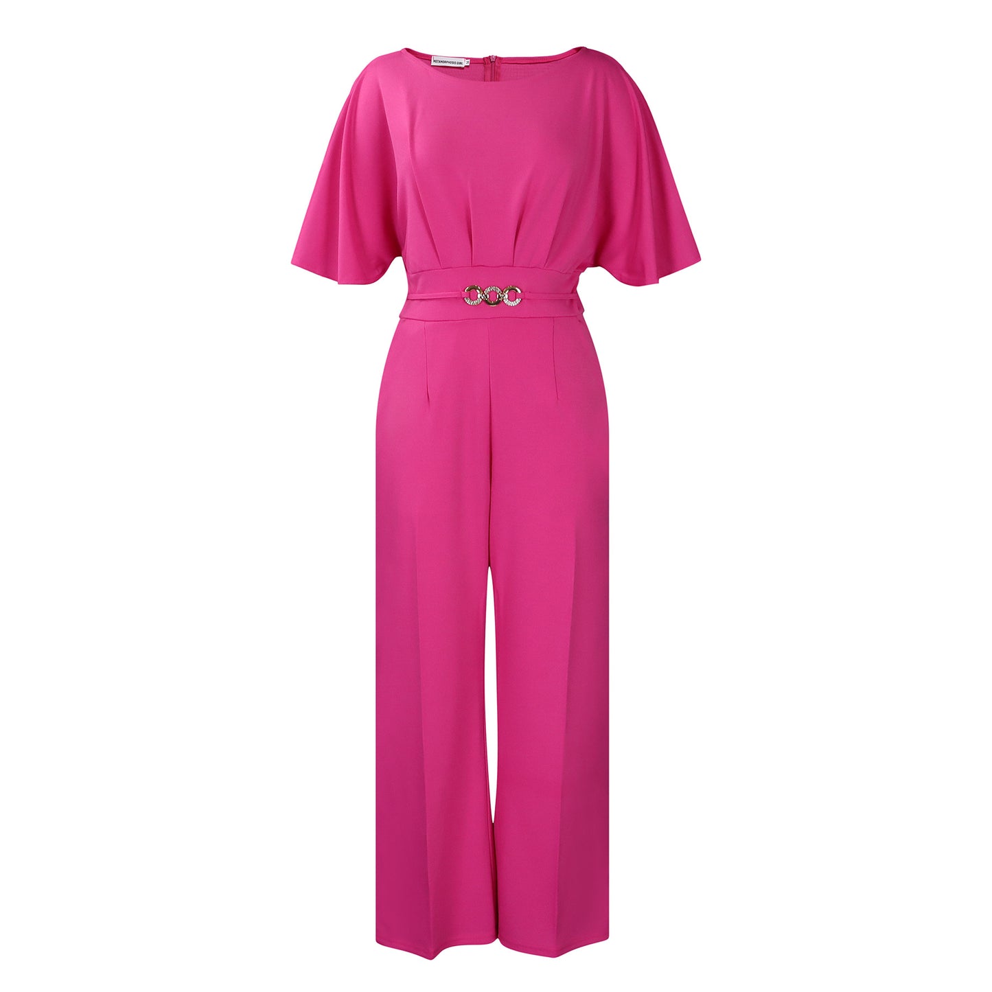Damen Eleganter Jumpsuit mit weitem Bein und dekorativem Gürtel Stalluxe