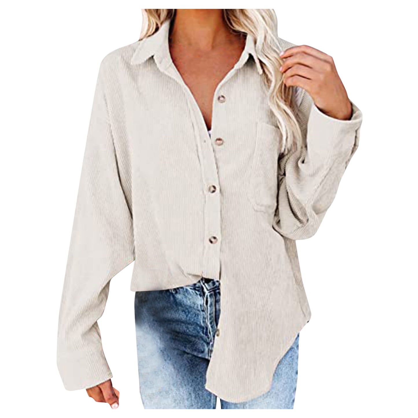 Damen Übergroße Kordbluse Stalluxe