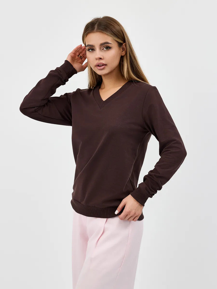 Damen lässiger V-Ausschnitt Pullover mit modernen Rippdetail Stalluxe