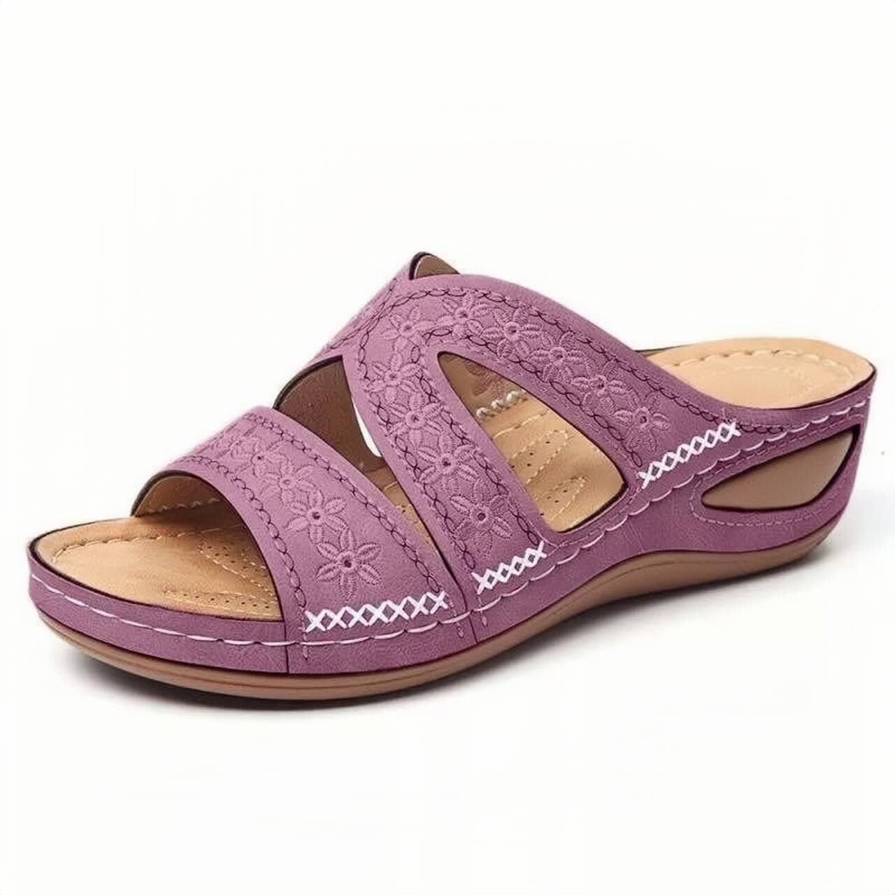 Damen Komfortable Riemchen-Sandalen mit floralem Design und angrenzenden Öffnungen Stalluxe