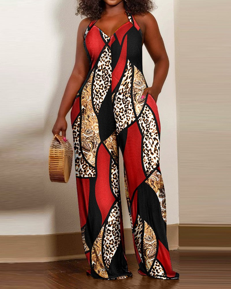 Damen Jumpsuit mit floralem Design und weitem Bein Stalluxe