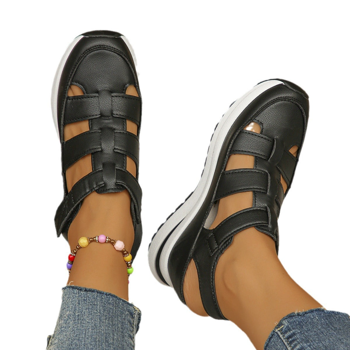 Damen Sportliche Sandalen mit modischem Riemendesign und bequemer Plateausohle Stalluxe