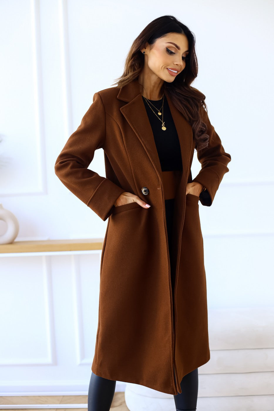 Damen Übergangsmantel mit klassischem Schnitt und tiefen Taschen Stalluxe