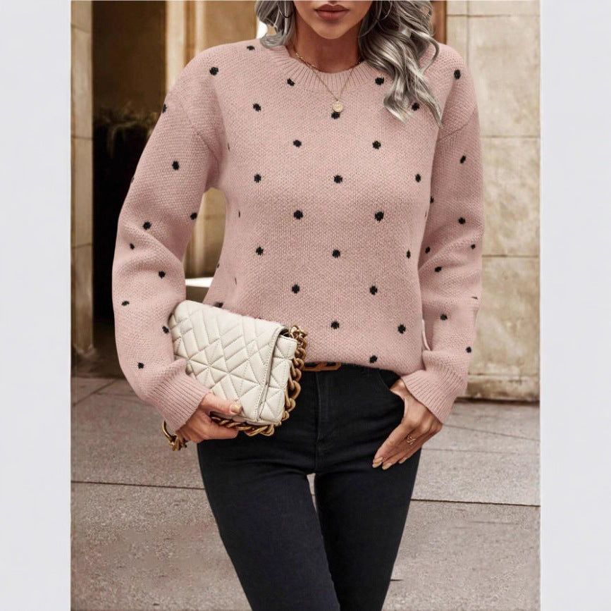 Damen Gemusterter Strickpullover mit Rundhalsausschnitt und lässiger Passform Stalluxe
