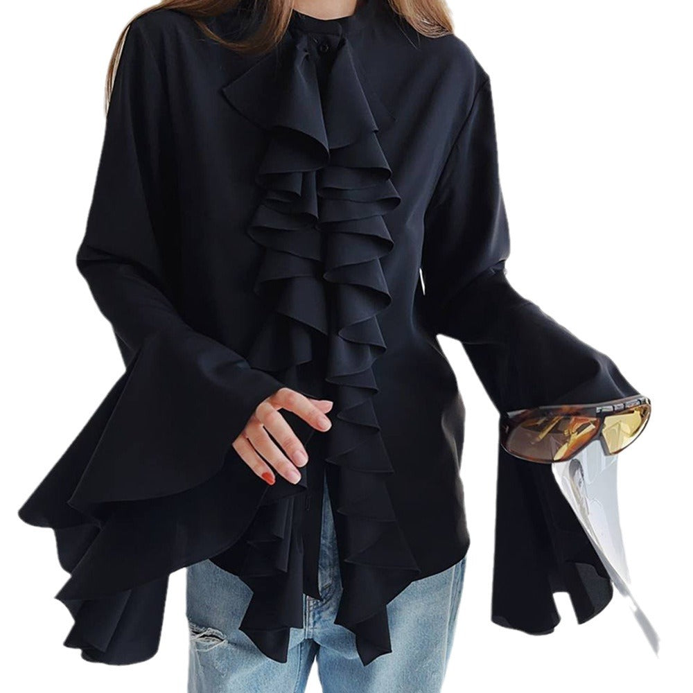 Damen Rüschenshirt mit weit ausgestellten Ärmeln Stalluxe