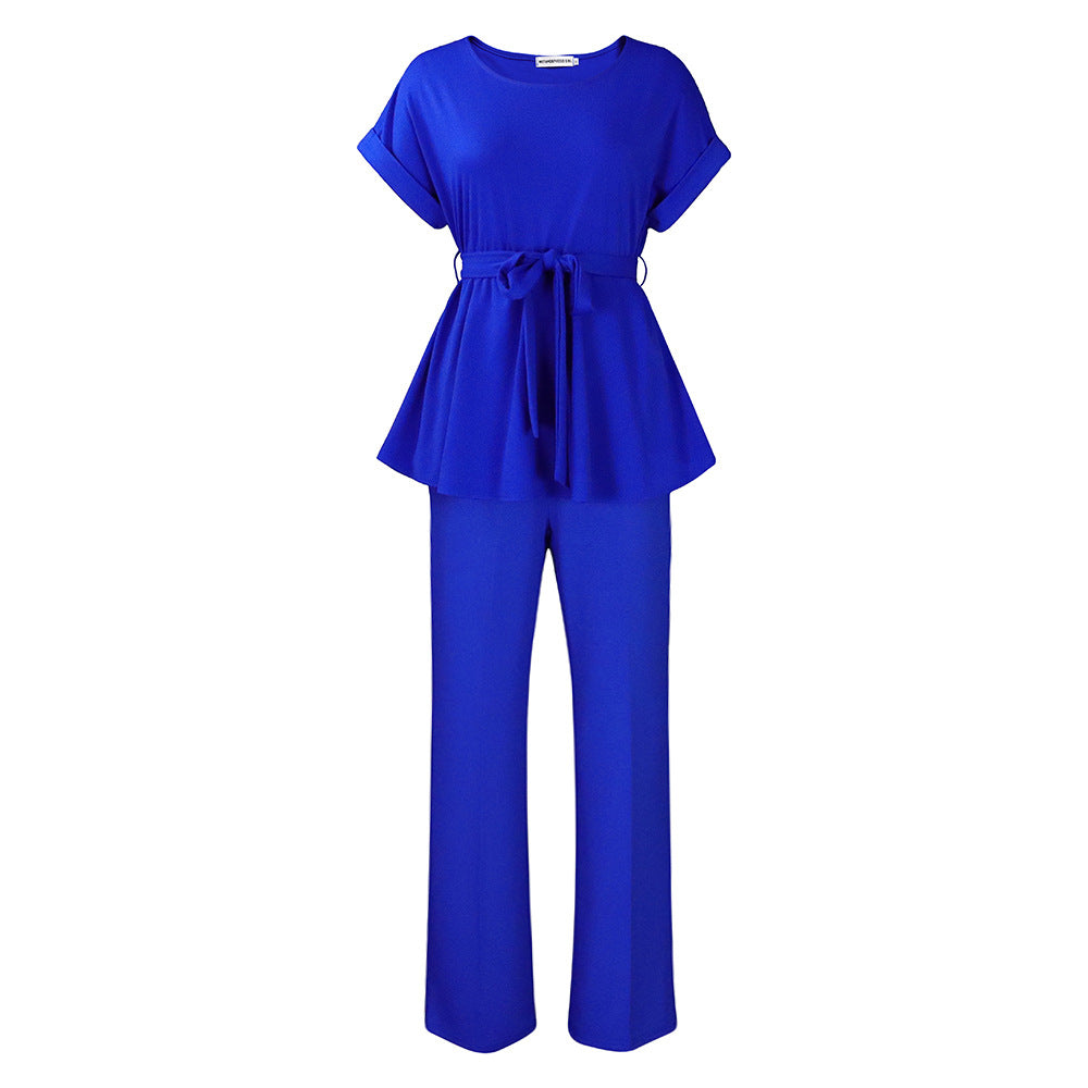 Damen Elegantes Kombination aus Loose-Fit Oberteil und weiten Hosen Stalluxe