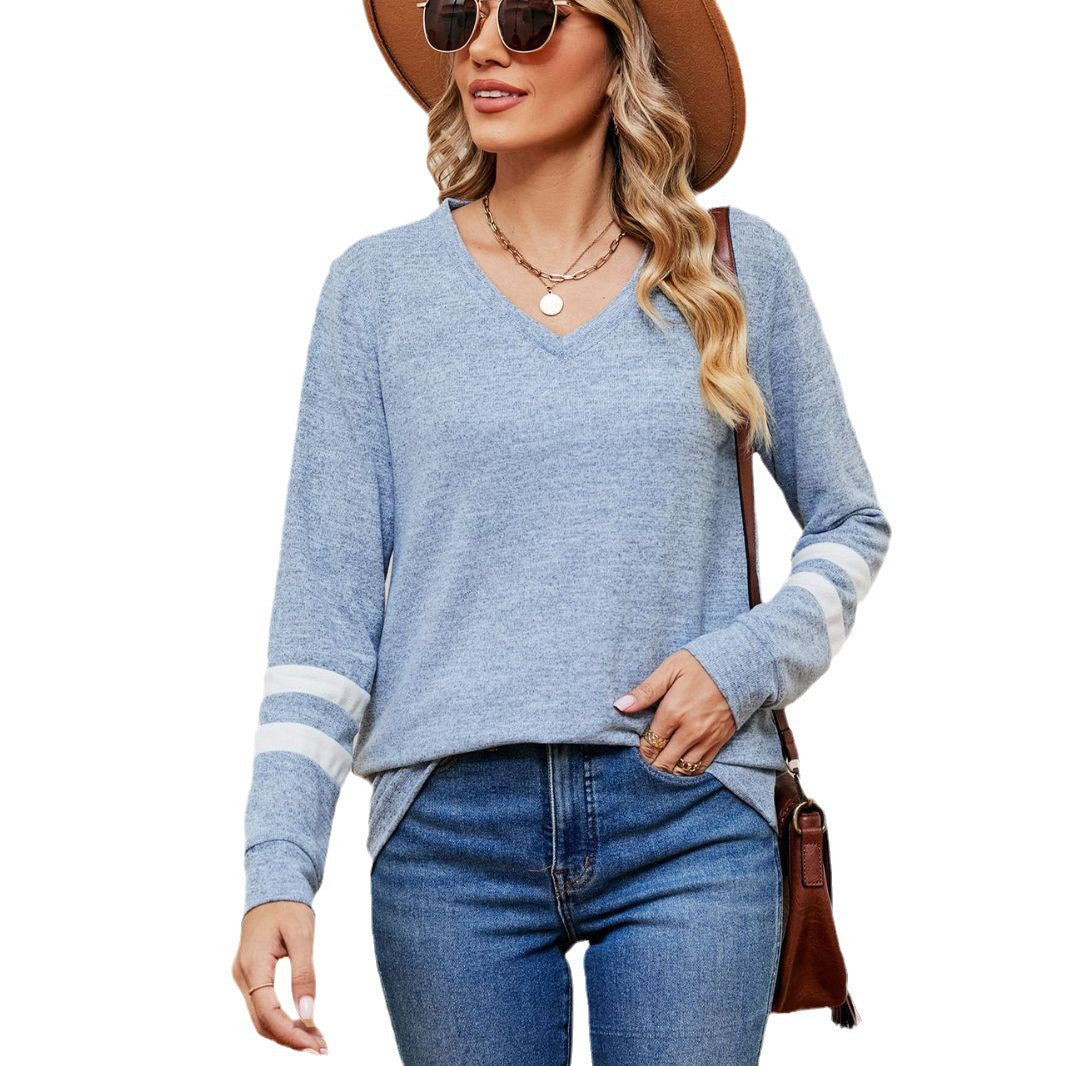 Damen V-Ausschnitt Sweatshirt mit grafischem Schulterdesign Stalluxe
