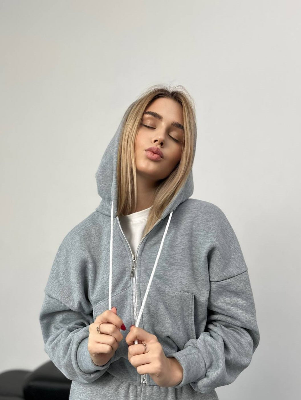 Damen sportliches cropped Hoodie mit Reißverschluss und großzügigem Schnitt Stalluxe