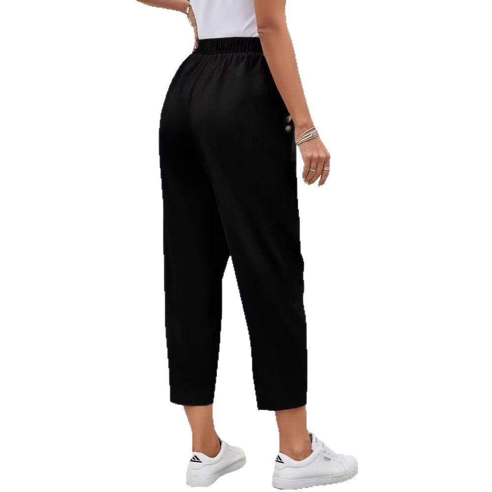 Damen elegante Freizeithose mit elastischem Bund und praktischen Taschen Stalluxe