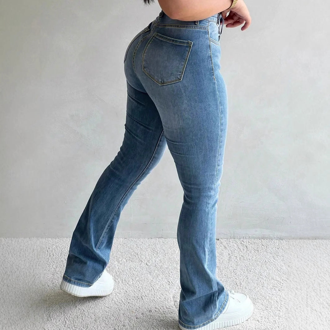 Damen Flared Jeans mit hohem Bund und figurformendem Schnitt Stalluxe