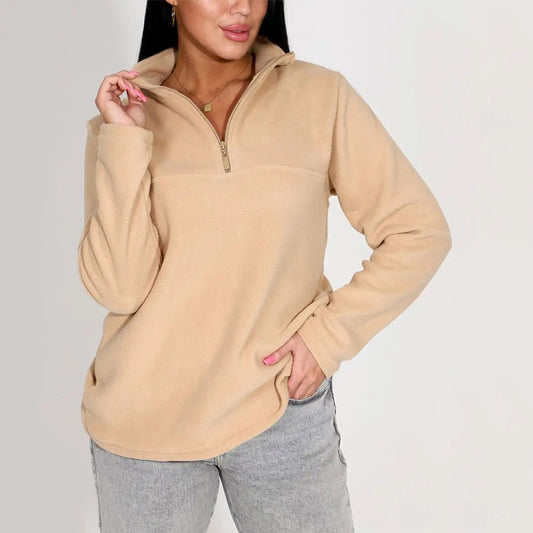 Damen Fleece-Pullover mit Stehkragen und Reißverschluss Stalluxe