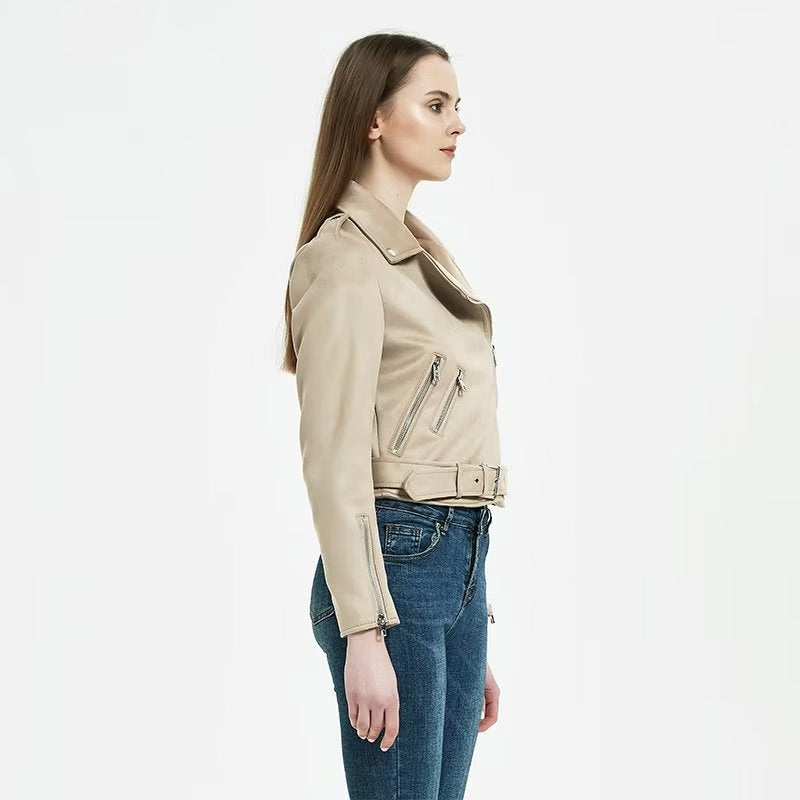 Damen stylische Bikerjacke im eleganten Wildleder-Look mit praktischen Taschen Stalluxe
