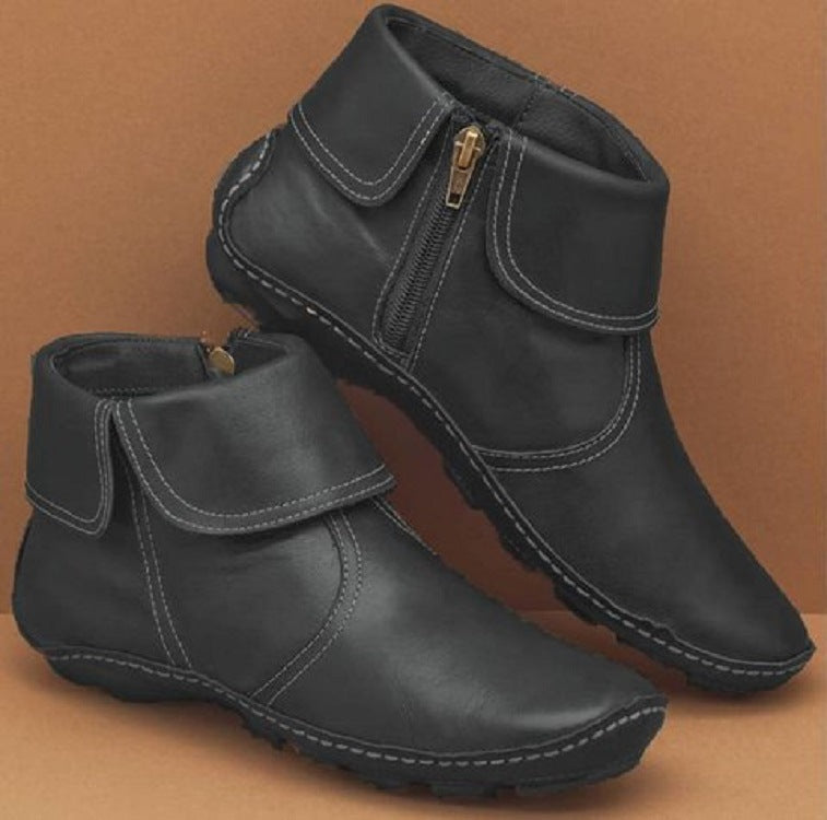 Damen stilvolle Lederstiefeletten mit seitlichem Reißverschluss Stalluxe