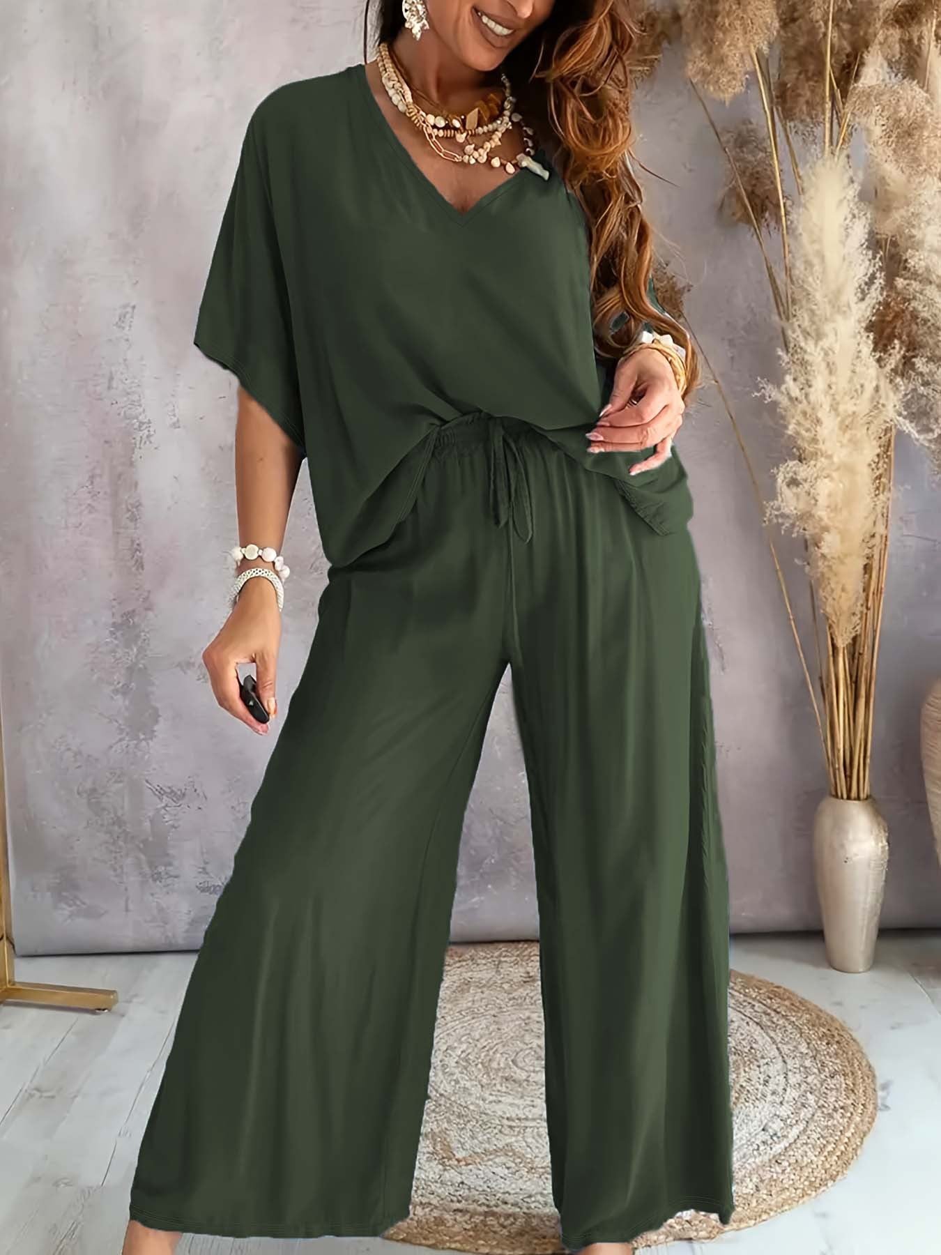 Damen lässiger Jumpsuit mit weitem Schnitt und elastischem Bund Stalluxe