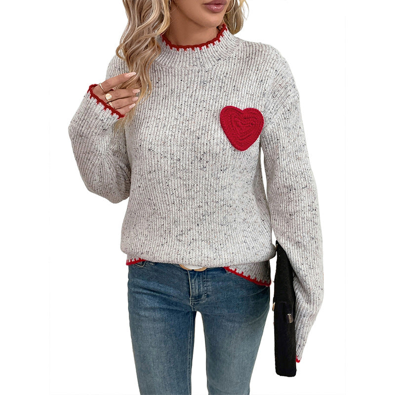 Damen Pullover mit Herzapplikation Stalluxe