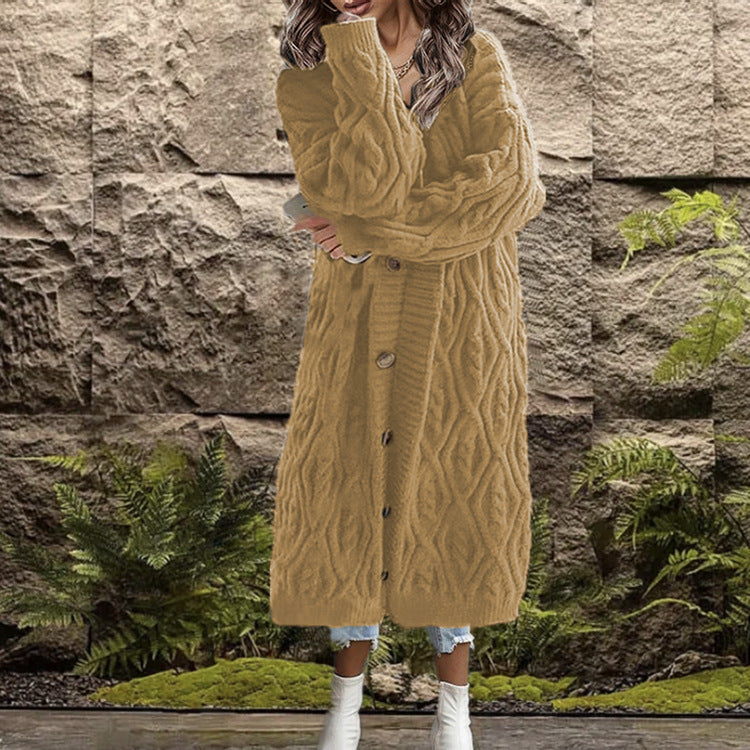 Damen Grobstrick-Kimono mit angesagtem Zopfmuster und praktischen Taschen Stalluxe