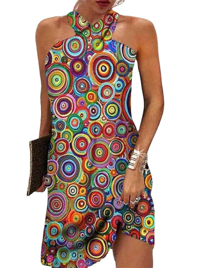 Damen Kurzes Kleid mit kreativem Kreisdesign Stalluxe