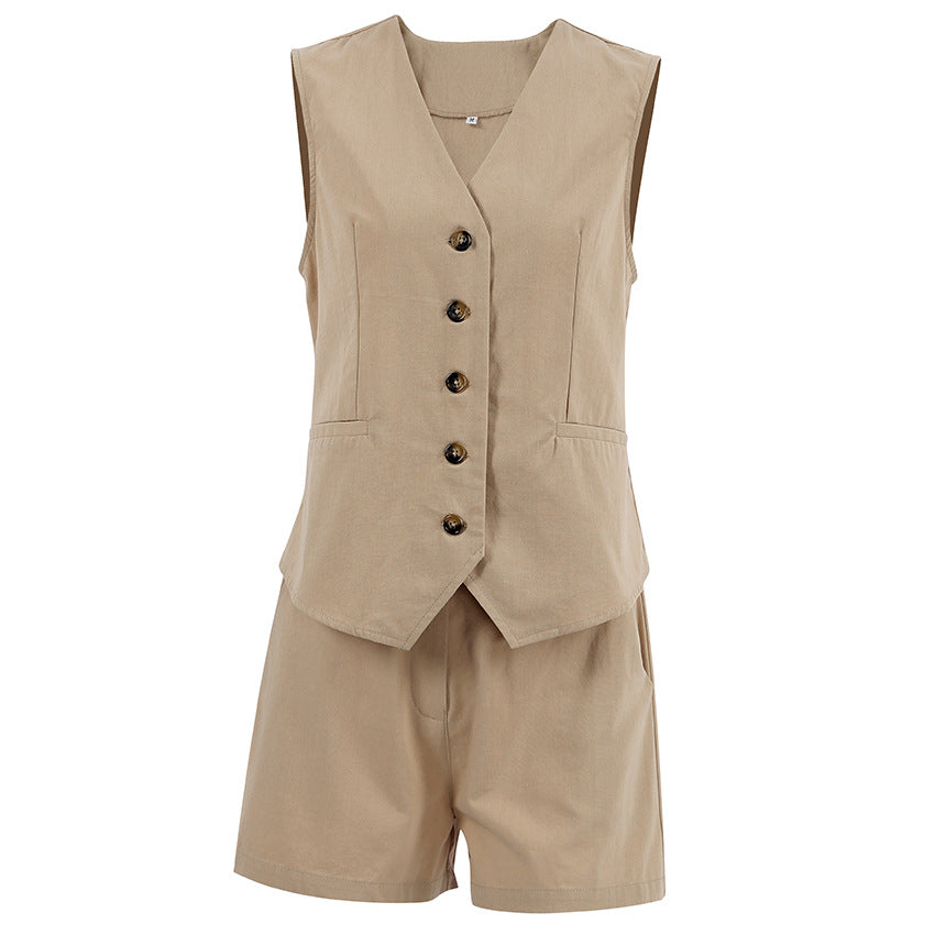Damen modischer ärmelloser Blazer mit Shorts Stalluxe