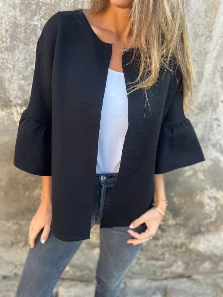 Damen Modische Jacke mit weitem Ärmel und leicht strukturiertem Stoff Stalluxe