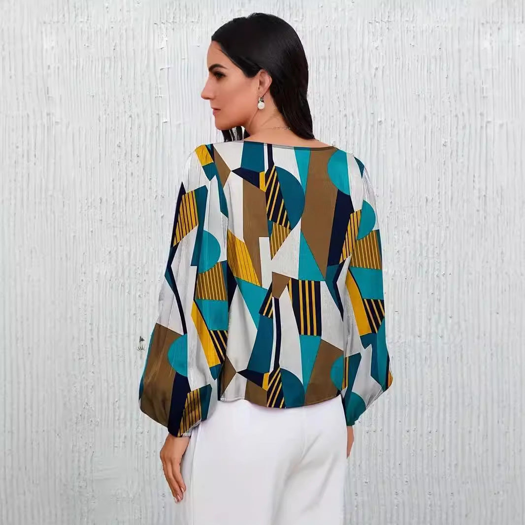 Damen Modische Bluse mit geometrischem Design Stalluxe