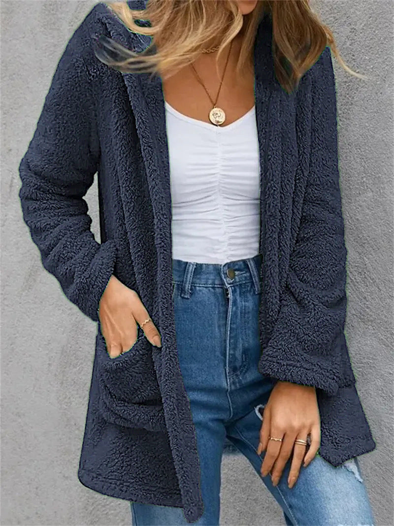 Women's Plush Fleece Open-Front Coat Stalluxe