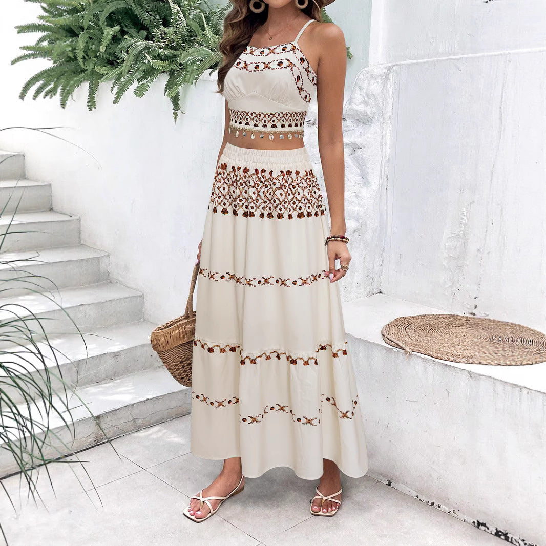 Damen Maxikleid mit zartem Stickmuster und luftiger Silhouette Stalluxe