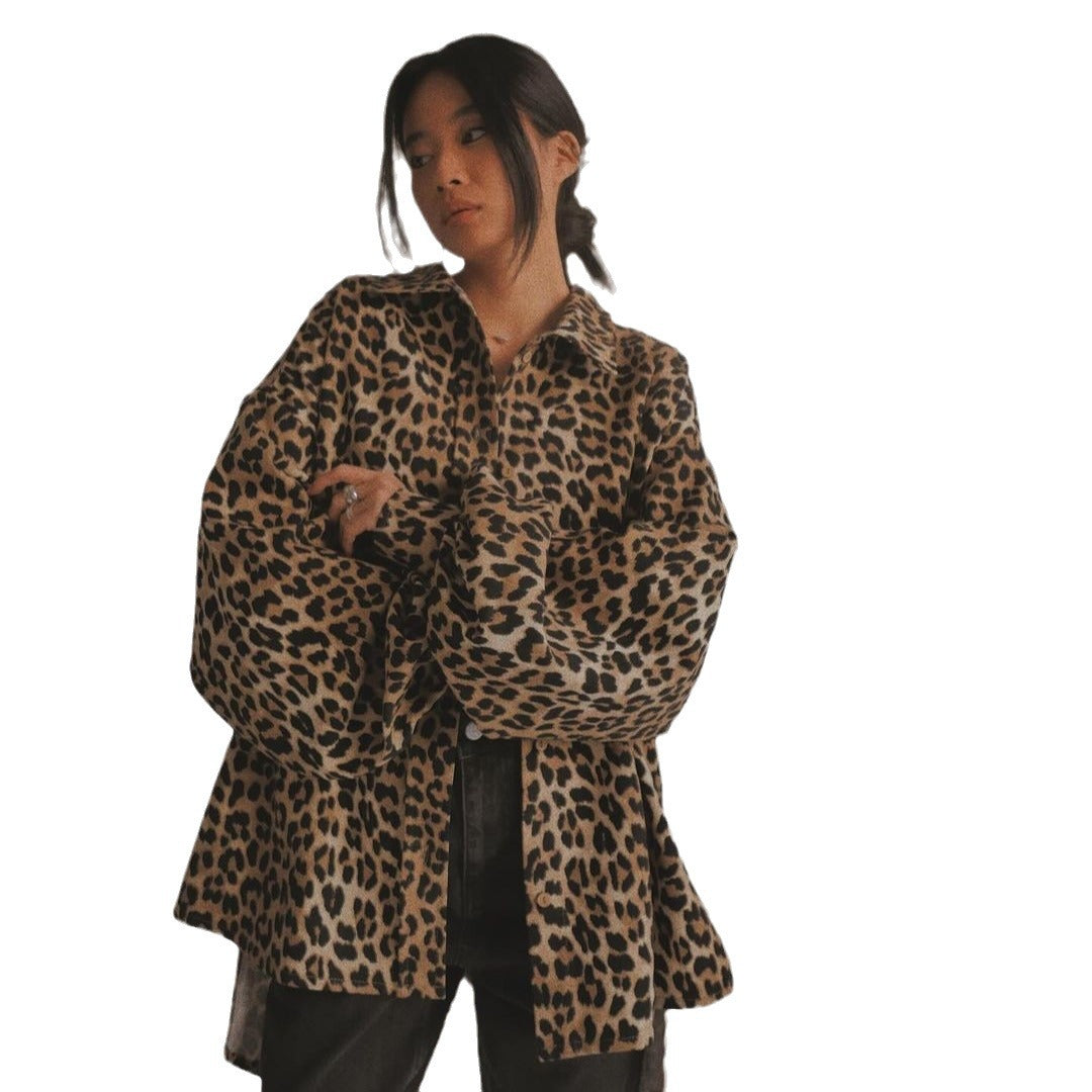 Damen Oversized Hemdbluse im Leo-Muster Stalluxe