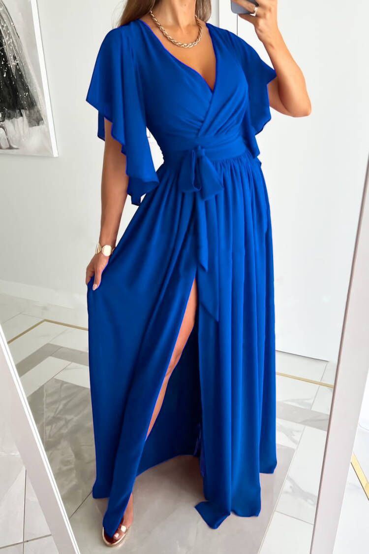 Damen Maxi-Dress mit elegantem Wickeldesign und tiefem Schlitz Stalluxe
