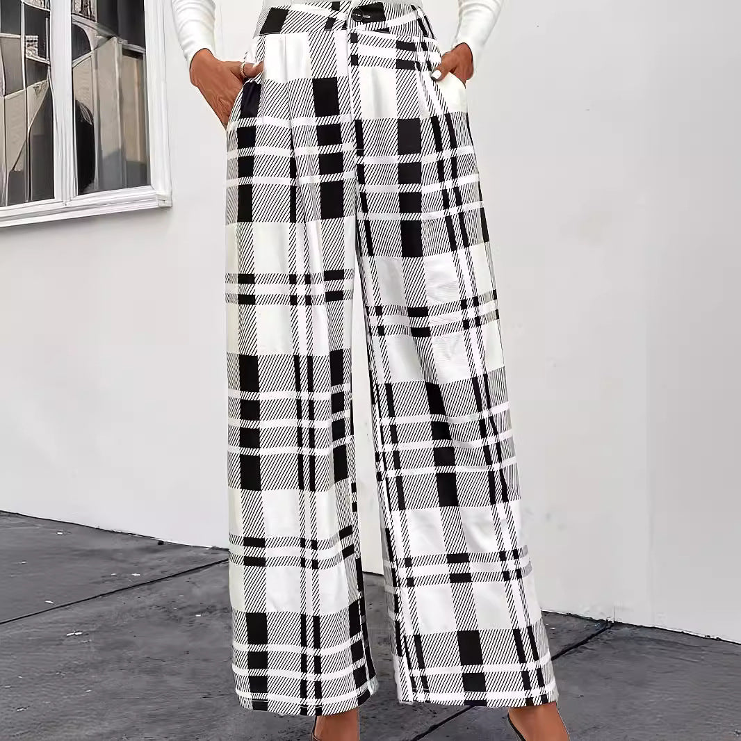 Damen Modische weit geschnittene Karohose Stalluxe