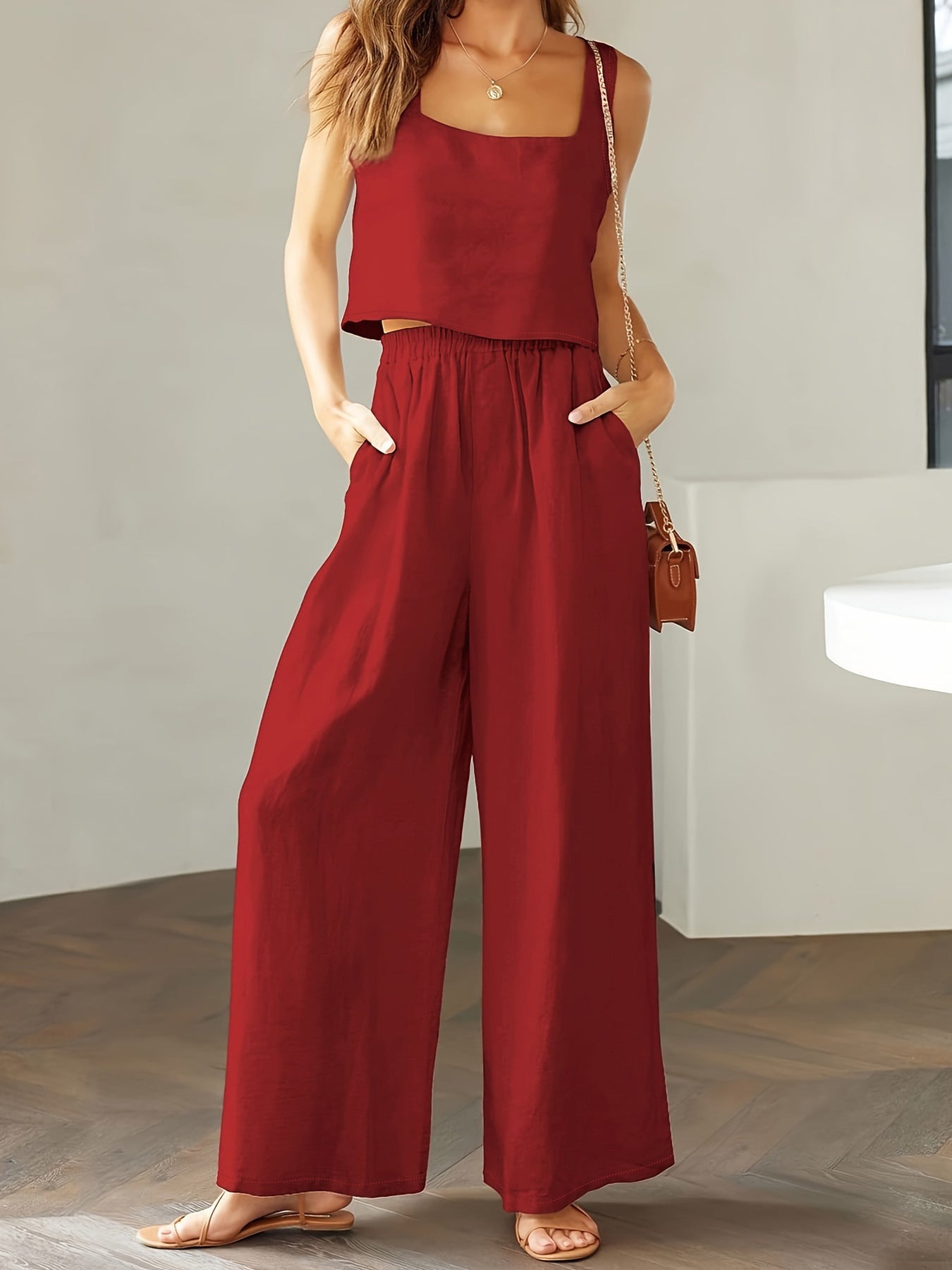 Damen Lässiger Jumpsuit mit weit geschnittenem Bein und praktischen Taschen Stalluxe
