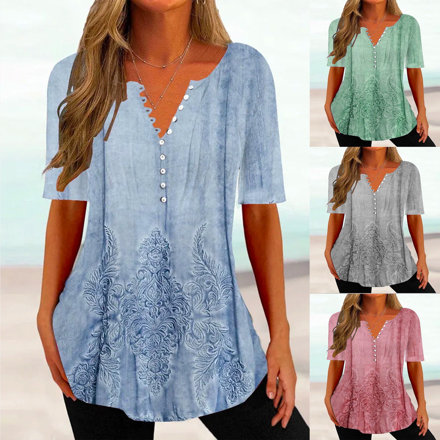 Damen Elegantes und lockeres Shirt mit floralem Design Stalluxe