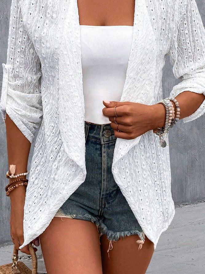 Damen luftiger Strick-Cardigan mit dekorativem Lochmuster Stalluxe