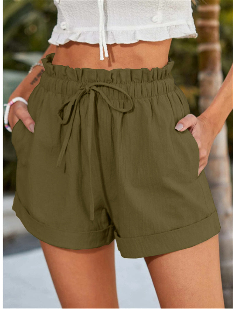 Damen lässige Sommer-Shorts mit elastischem Bund und Taschen Stalluxe