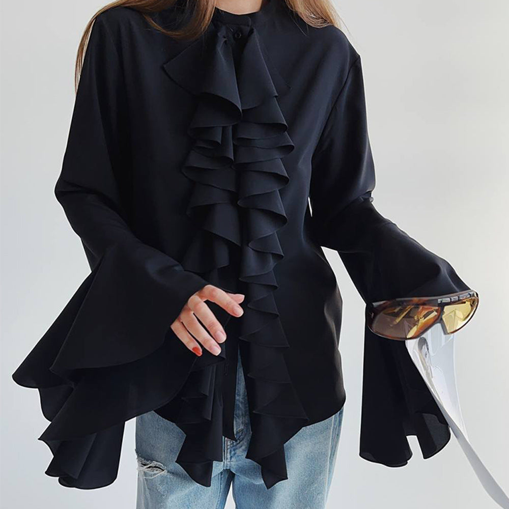 Damen Rüschenshirt mit weit ausgestellten Ärmeln Stalluxe